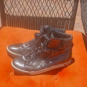 Michael Kors metallic silver studded high top sneakers size 10